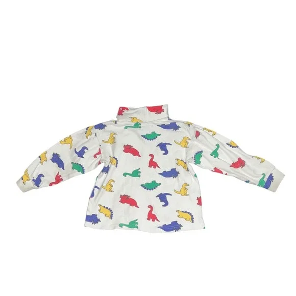 Vintage Driving Force Kids Dinosaur Print Turtleneck Shirt White Cotton Size 5** - Picture 1 of 12